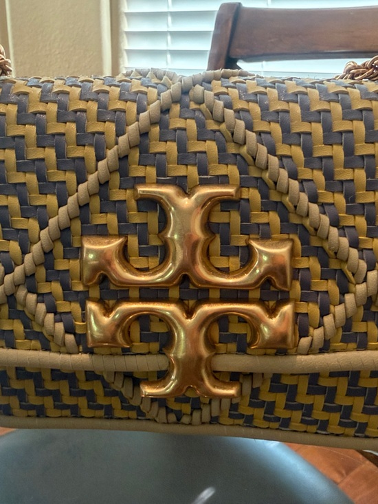 Tory Burch Handbags - Tory Burch Eleanor Woven Leather Crossbody with Gold Logo Emblem